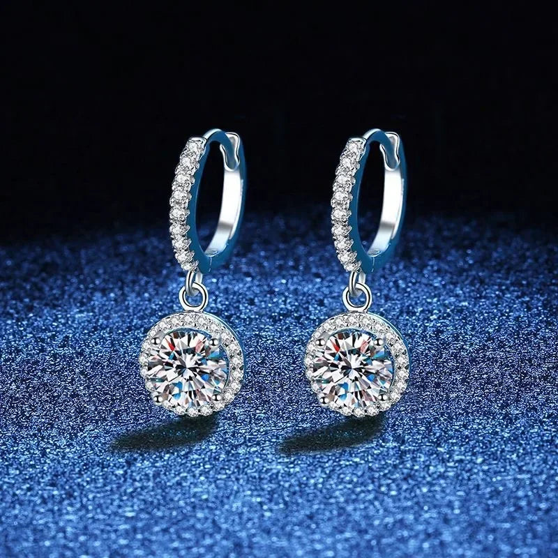 Sterling Silver Earrings with 1 Carat Moissanite - Haller
