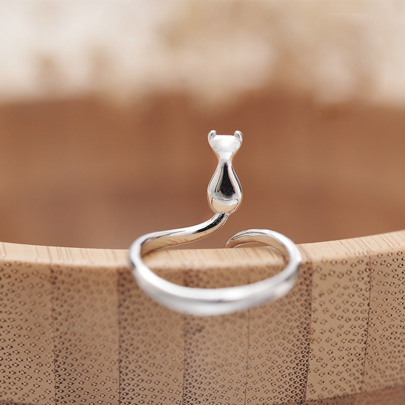 925 Sterling Silver Adjustable Kitty Ring