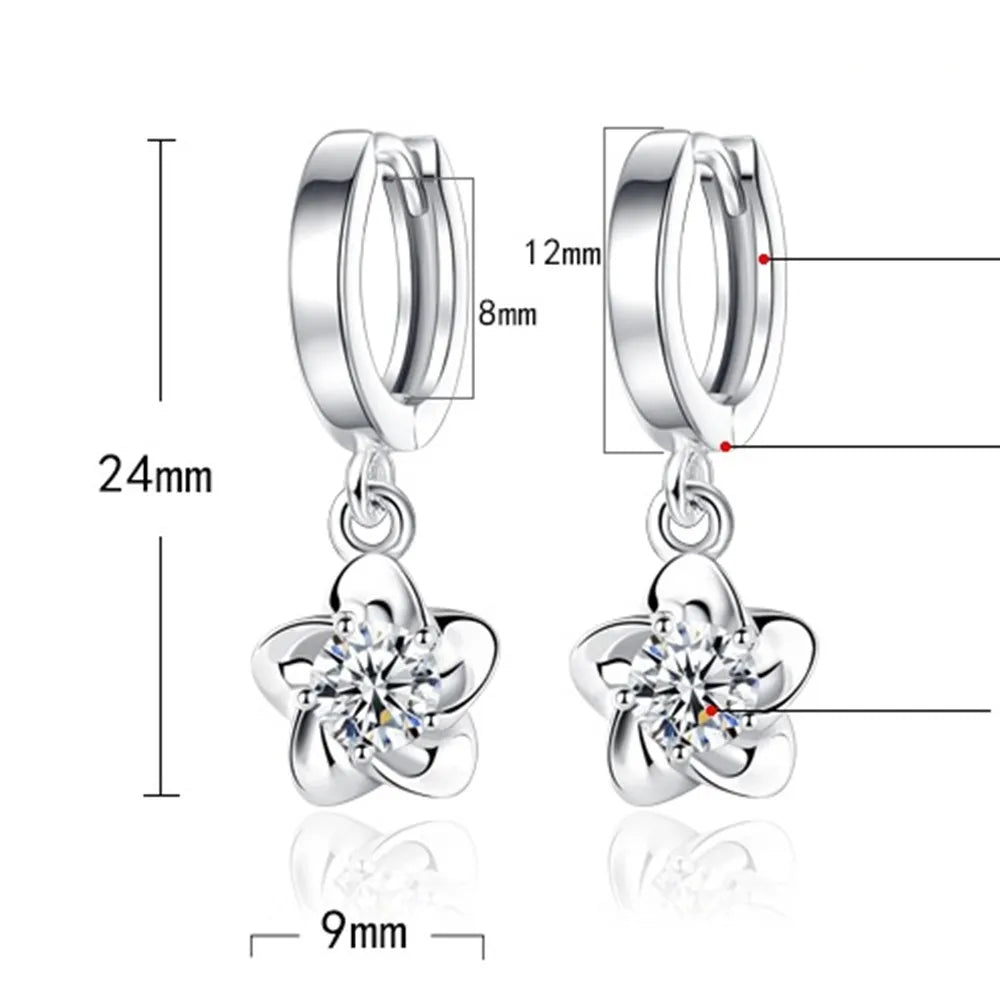 Sterling Silver Earrings with Purple and White Zircon - Haller
