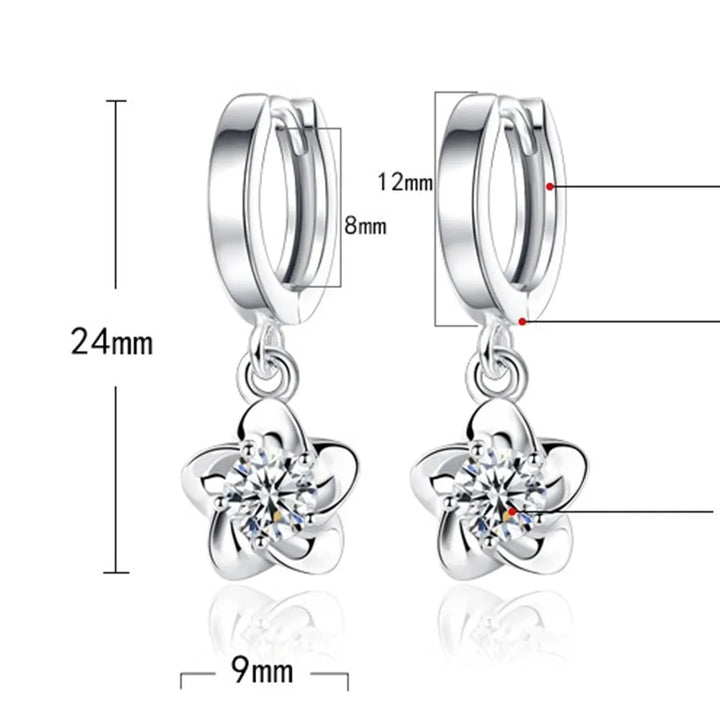Sterling Silver Earrings with Purple and White Zircon - Haller