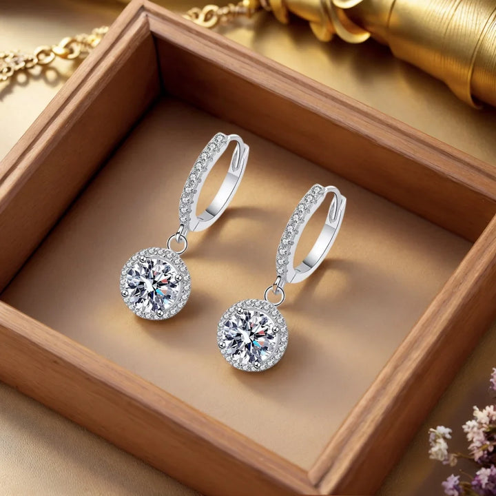 Sterling Silver Earrings with 1 Carat Moissanite - Haller