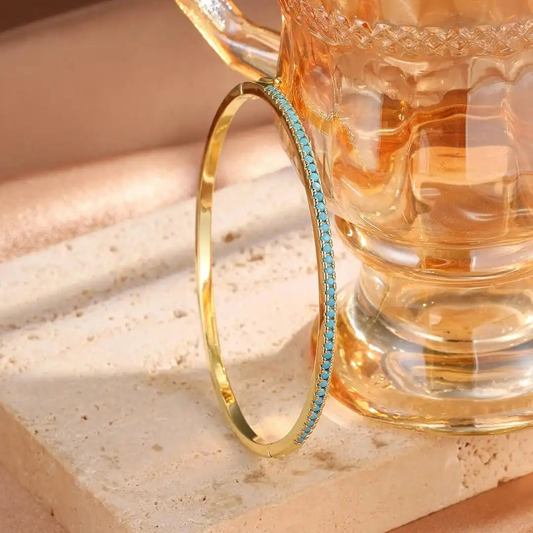 Gold-Tone Turquoise Stone Bracelet
