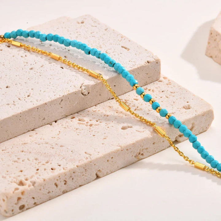 Radiant Gold and Turquoise Chain Bracelet
