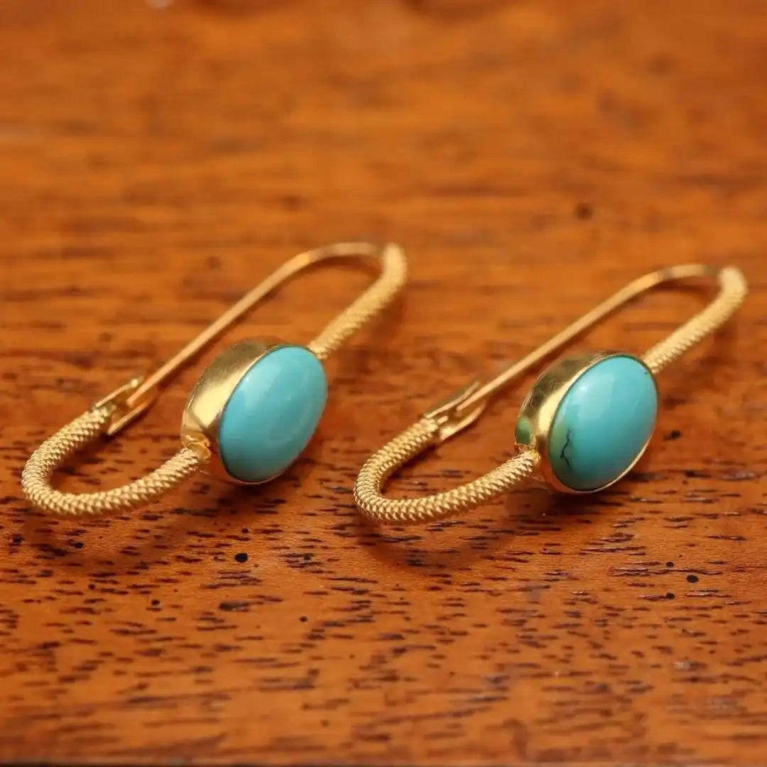 Timeless Gold Earrings with Turquoise, Pearl & Moonstone