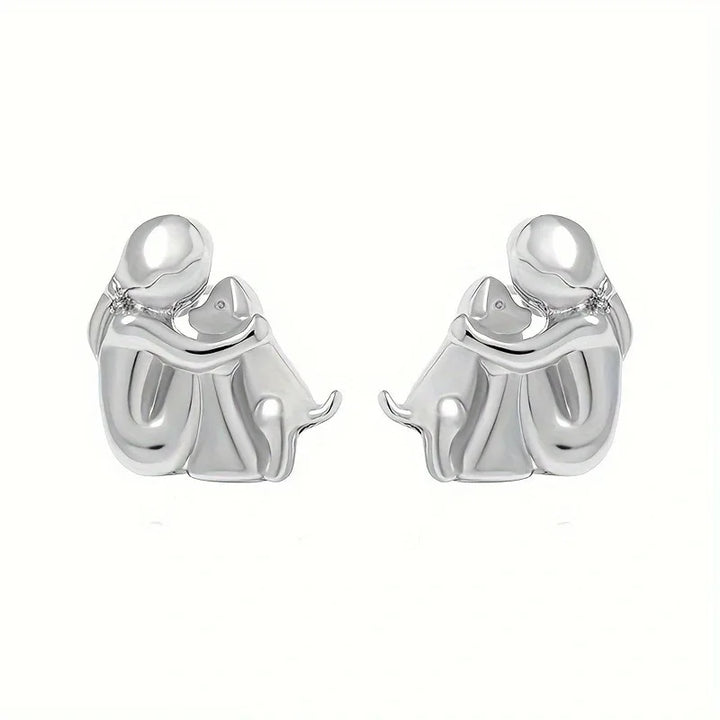 Two-tone silver and gold huggie earrings