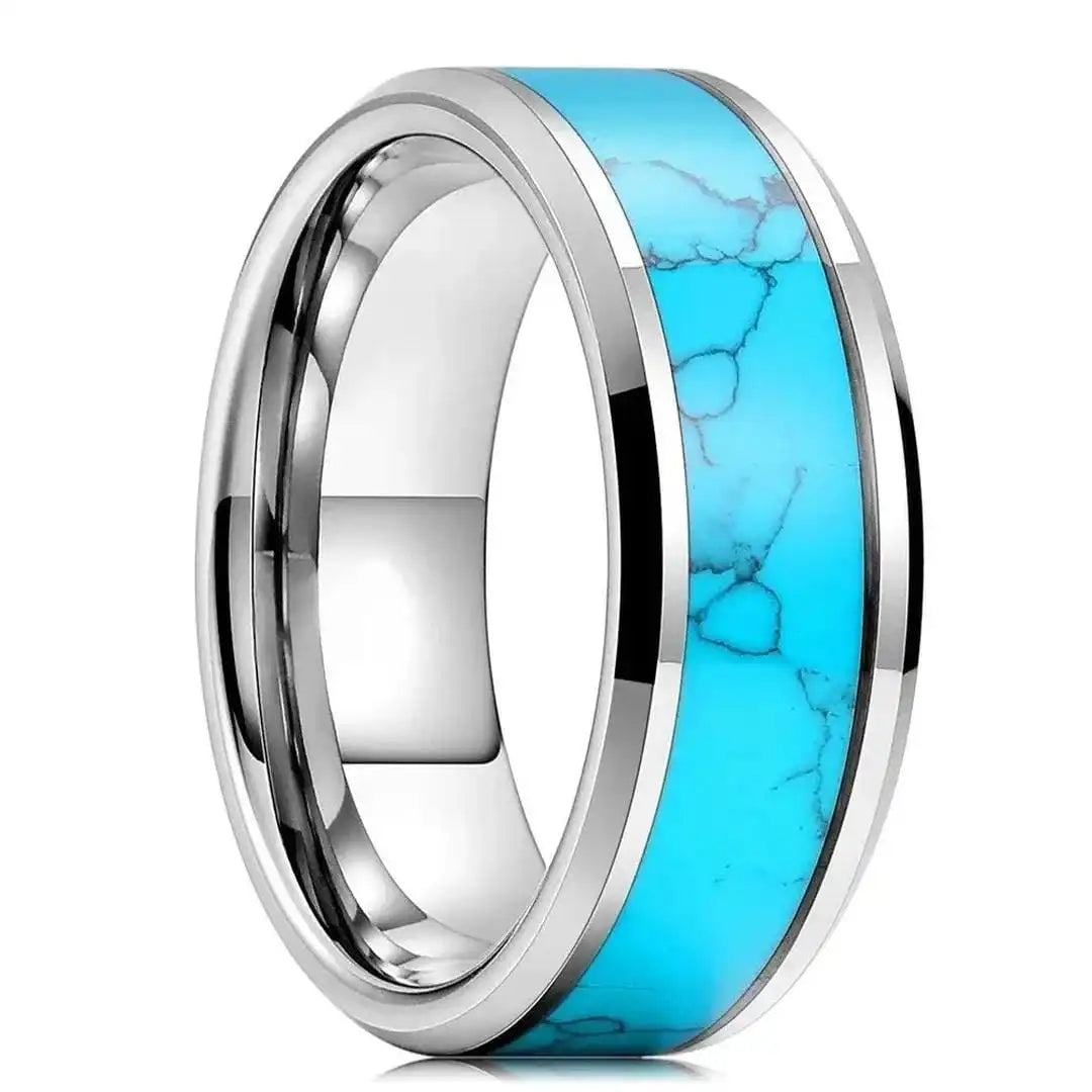 Silver ring with an inlaid turquoise stone