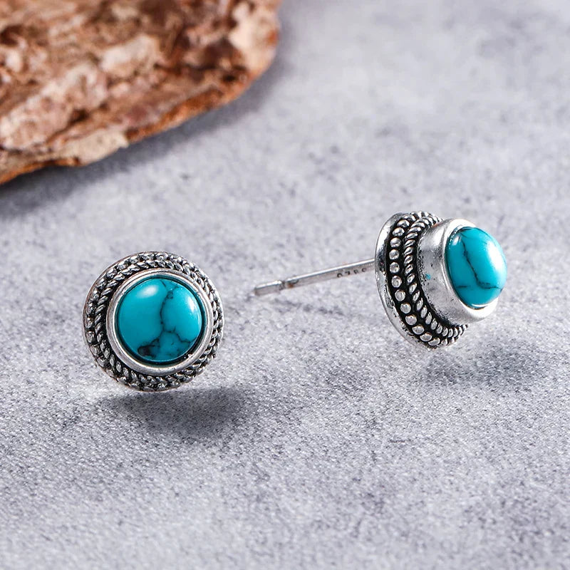Vintage Boho Turquoise Imitation Stud Earrings