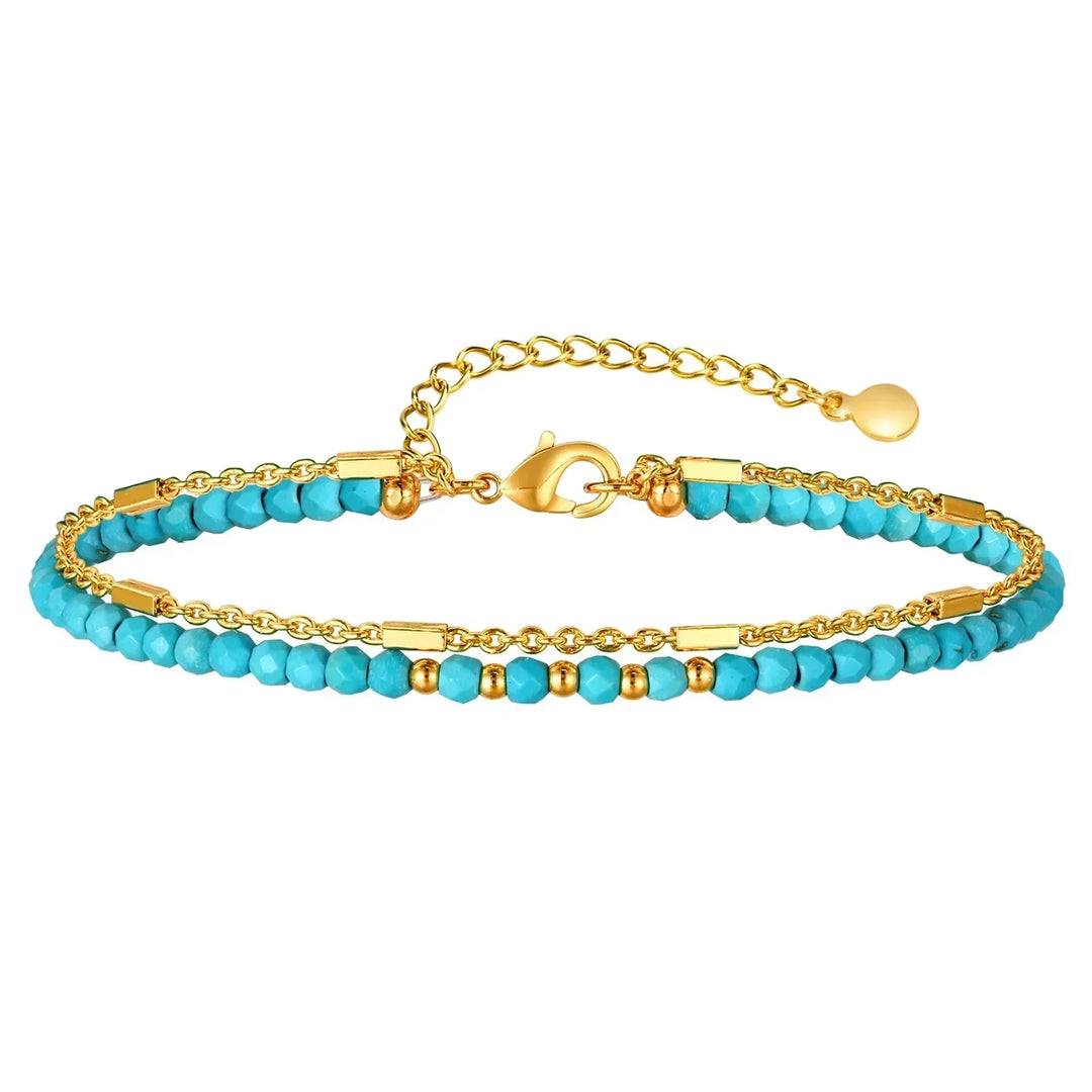 Radiant Gold and Turquoise Chain Bracelet
