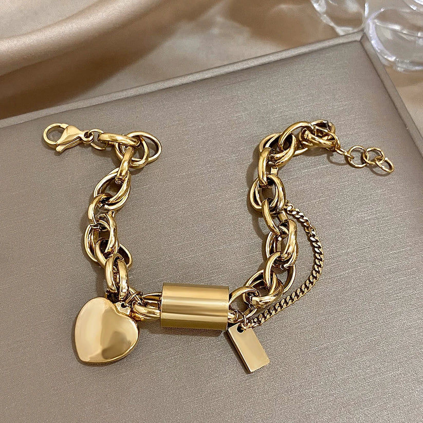 Solid Heart Bracelet | Gold