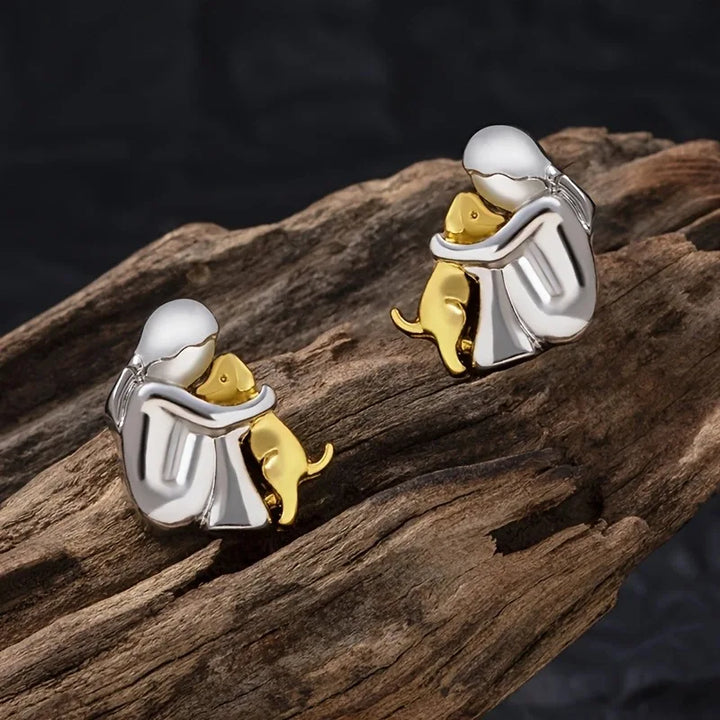 Two-tone silver and gold huggie earrings