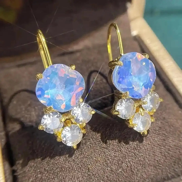 Timeless Gold Earrings with Rainbow Zircon