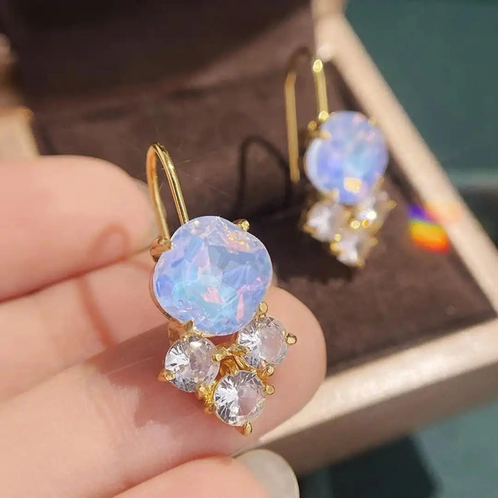 Timeless Gold Earrings with Rainbow Zircon