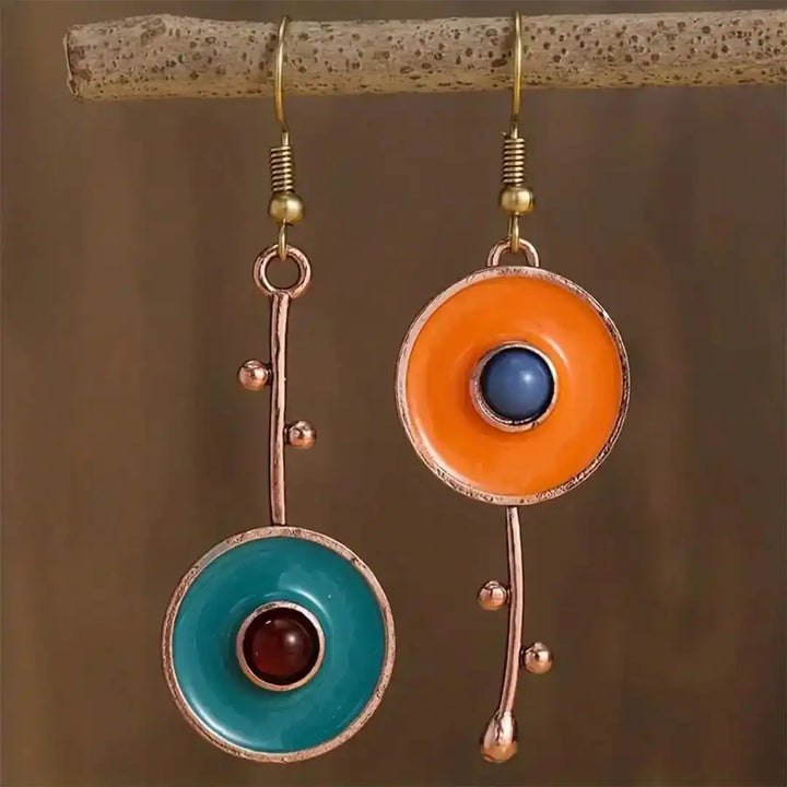 Antique bronze-colored stone earrings