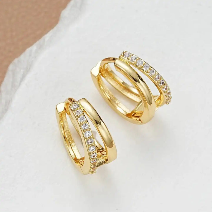 Timeless gold-tone cubic zirconia hoop earrings
