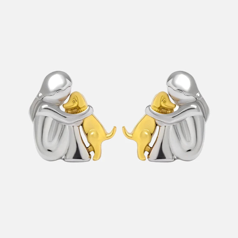 Two-tone silver and gold huggie earrings