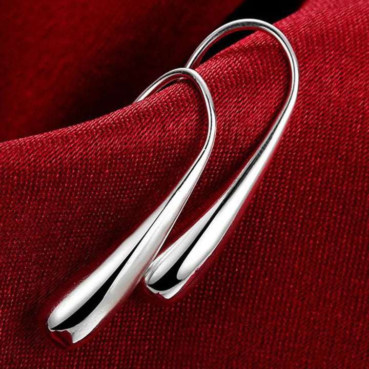 Sterling silver drop hoop earrings