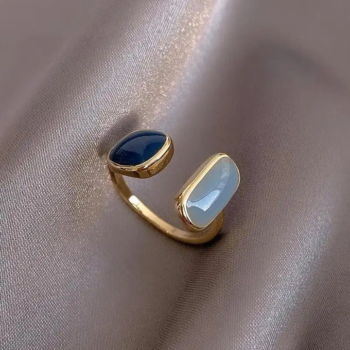 Boho adjustable ring with blue gemstone