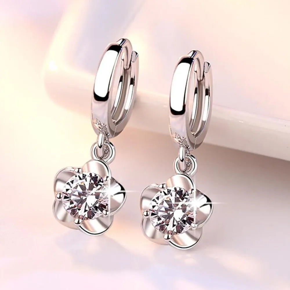 Sterling Silver Earrings with Purple and White Zircon - Haller