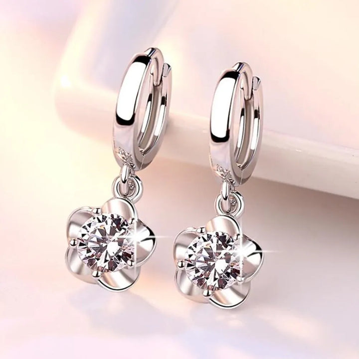 Sterling Silver Earrings with Purple and White Zircon - Haller