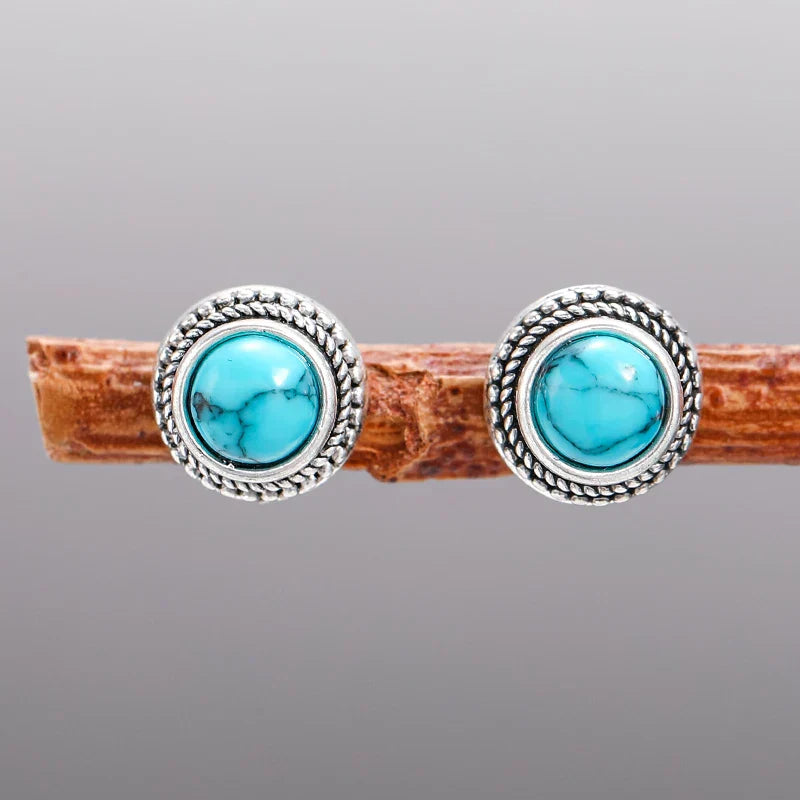 Vintage Boho Turquoise Imitation Stud Earrings