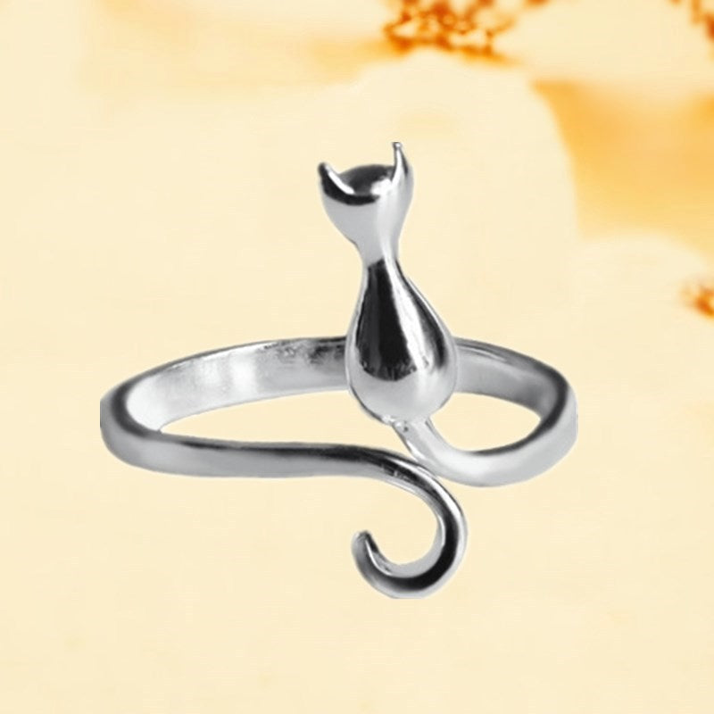 925 Sterling Silver Adjustable Kitty Ring