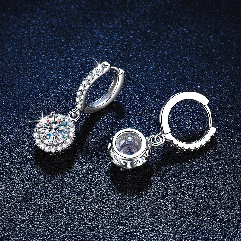 Sterling Silver Earrings with 1 Carat Moissanite - Haller