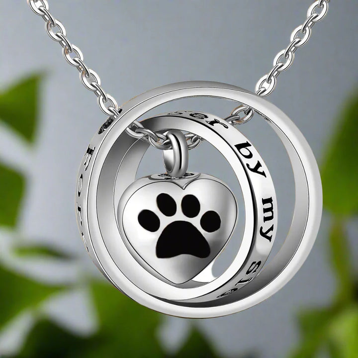 “No longer by my side, forever in my heart” - Stainless Steel Urn Paw Necklace