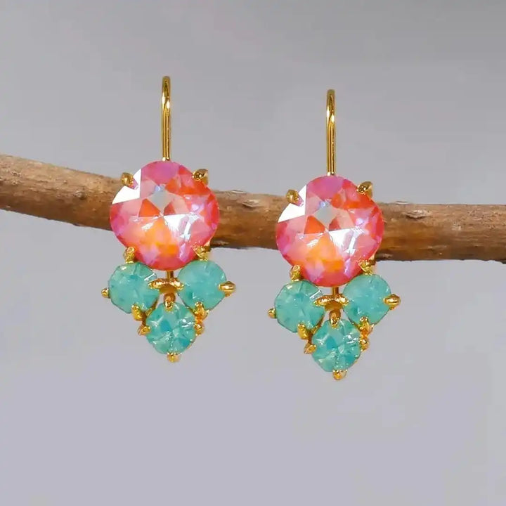 Timeless Gold Earrings with Rainbow Zircon