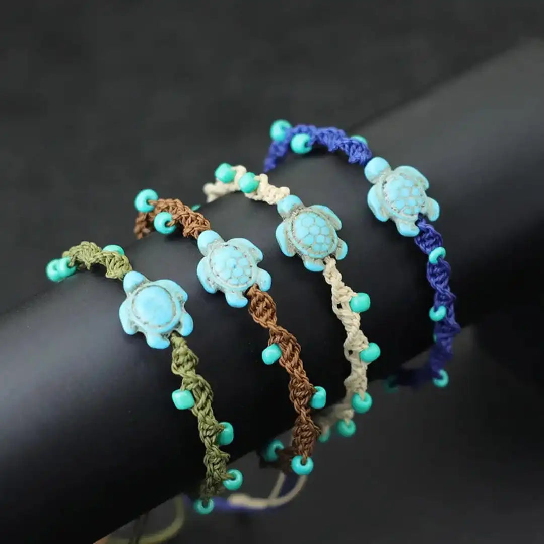 Boho Turtle Beaded Cord Bracelet