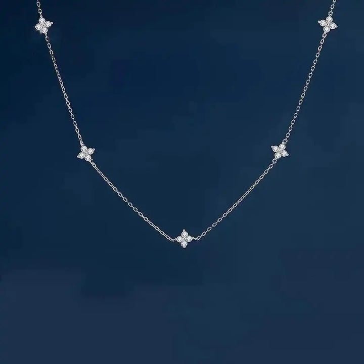 Gorgeous floral necklace with embedded cubic zirconia