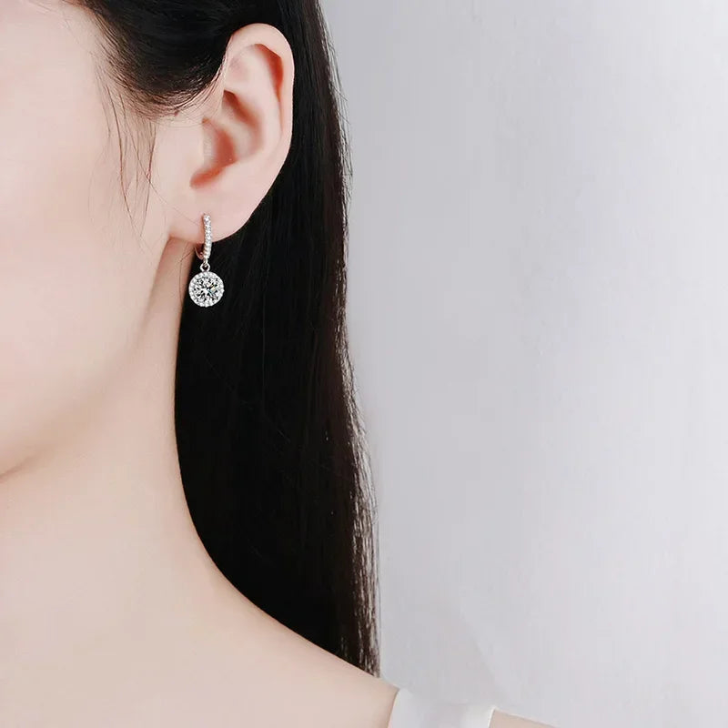 Sterling Silver Earrings with 1 Carat Moissanite - Haller