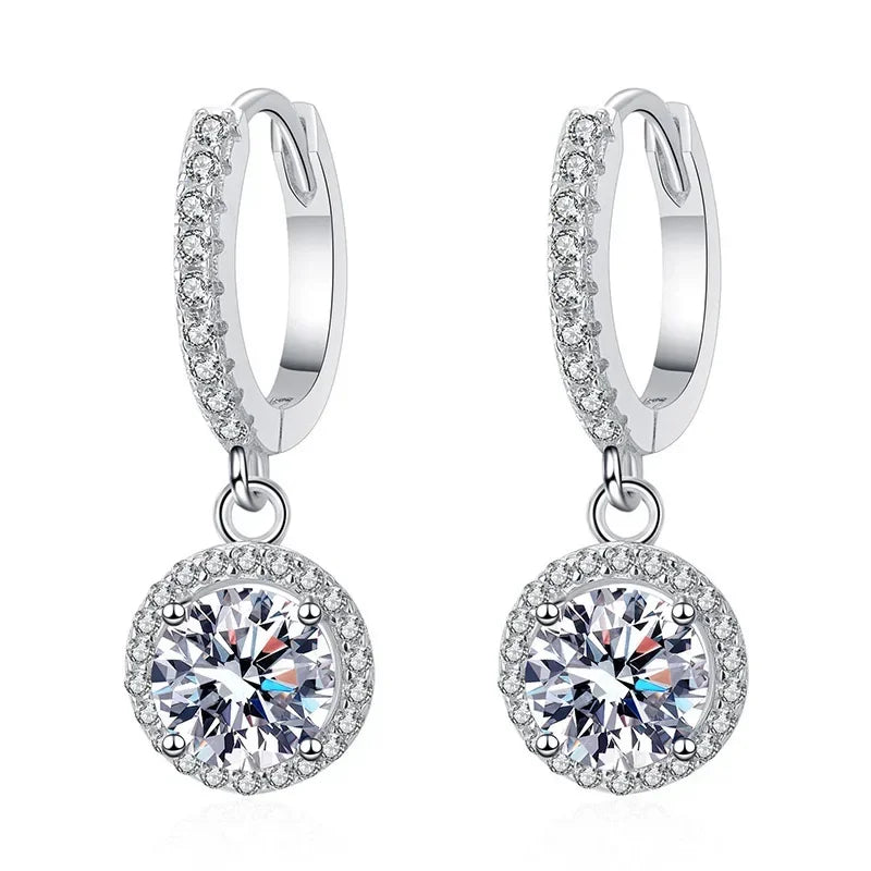 Sterling Silver Earrings with 1 Carat Moissanite - Haller