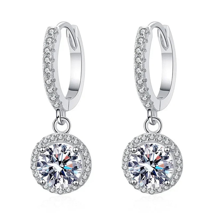 Sterling Silver Earrings with 1 Carat Moissanite - Haller