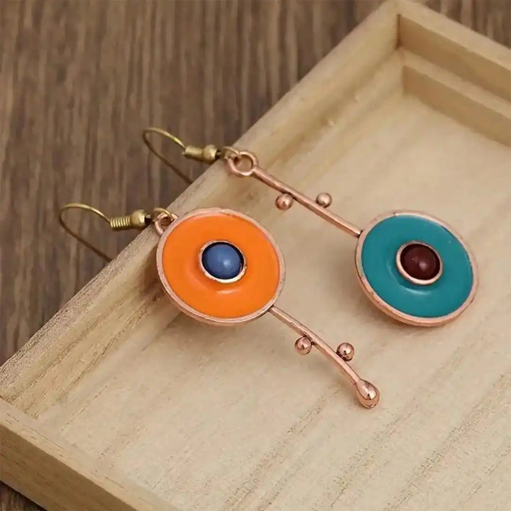 Antique bronze-colored stone earrings