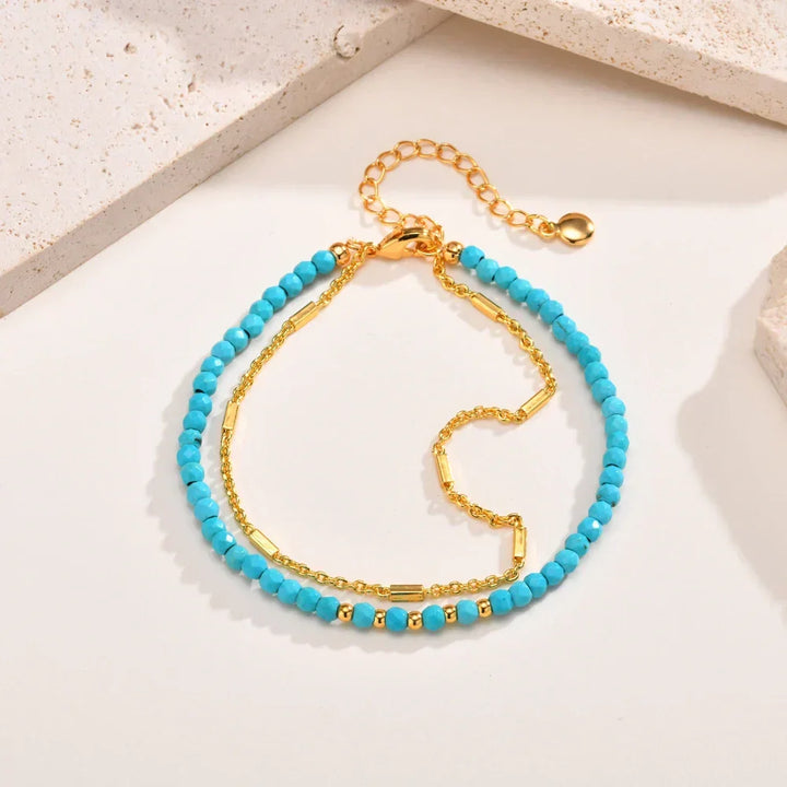 Radiant Gold and Turquoise Chain Bracelet