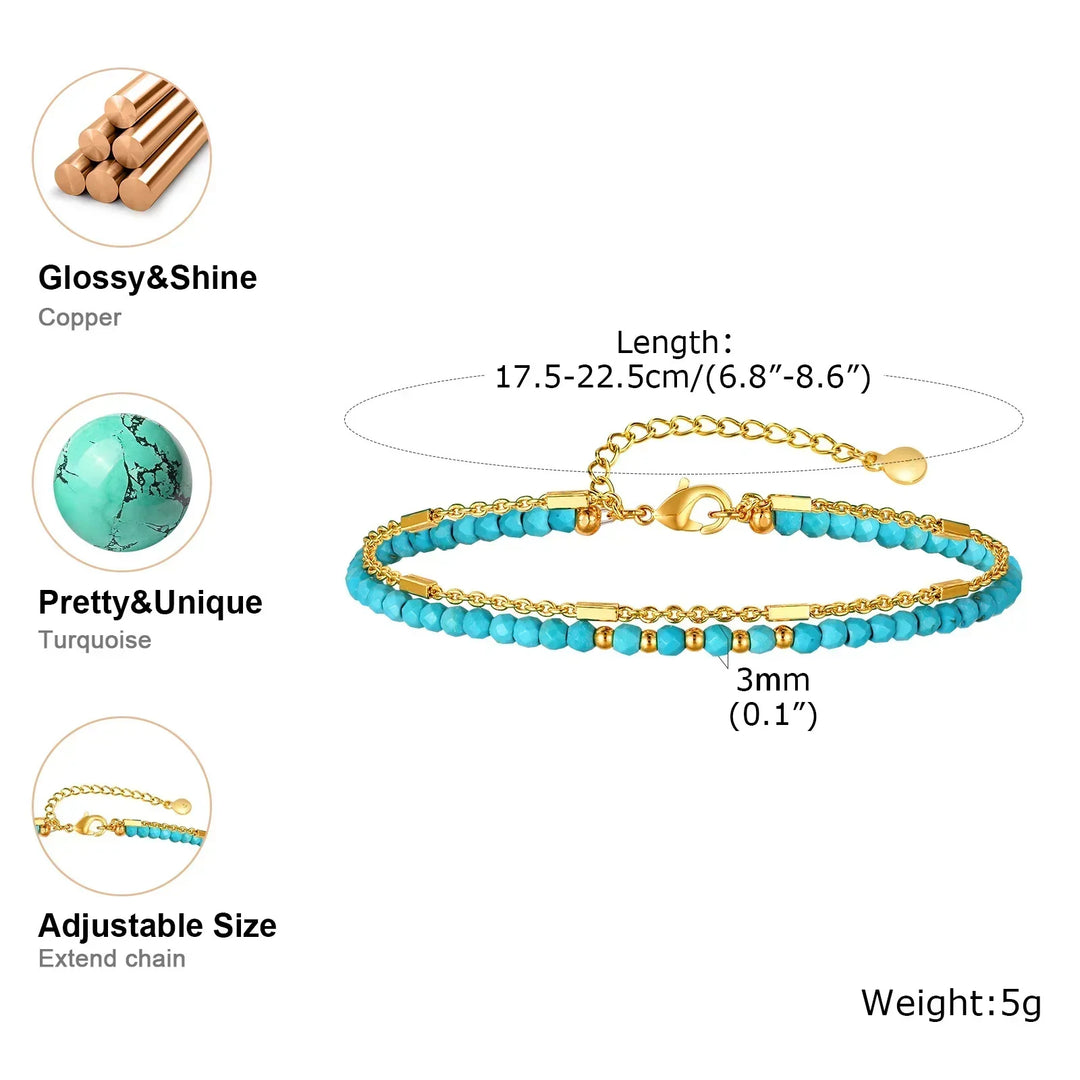 Radiant Gold and Turquoise Chain Bracelet