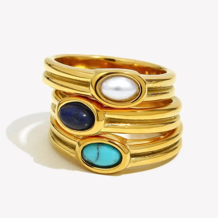 Vintage Gold Ring with Natural Stone
