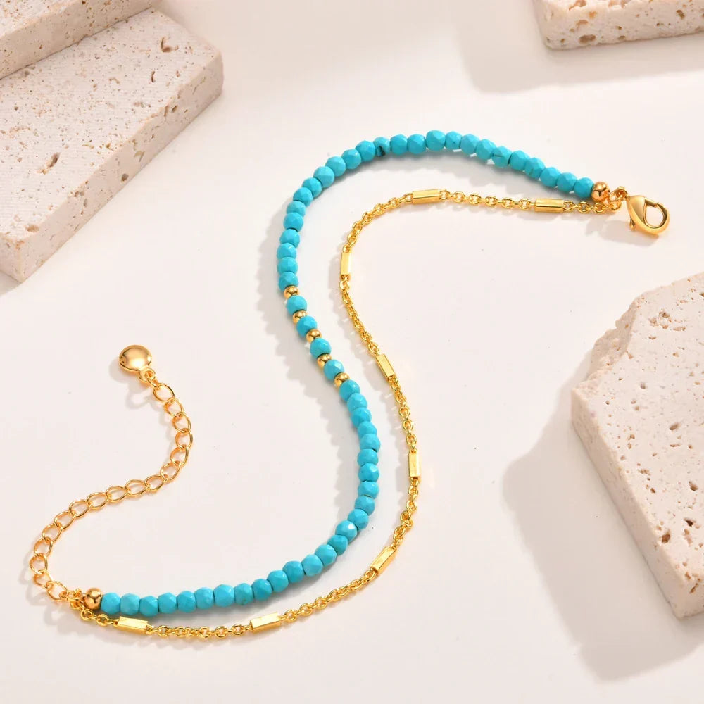 Radiant Gold and Turquoise Chain Bracelet