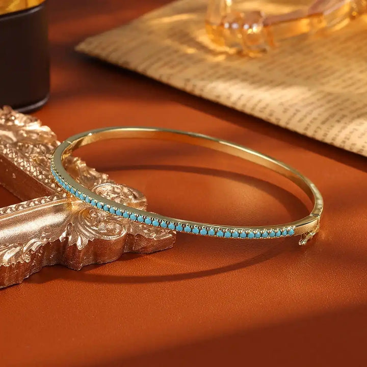 Gold-Tone Turquoise Stone Bracelet