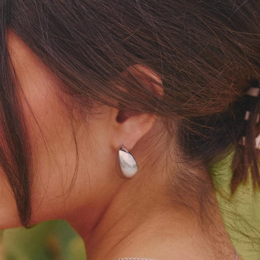 Modern silver drop earrings