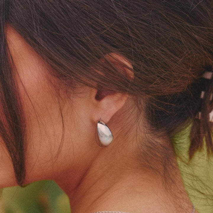 Modern silver drop earrings