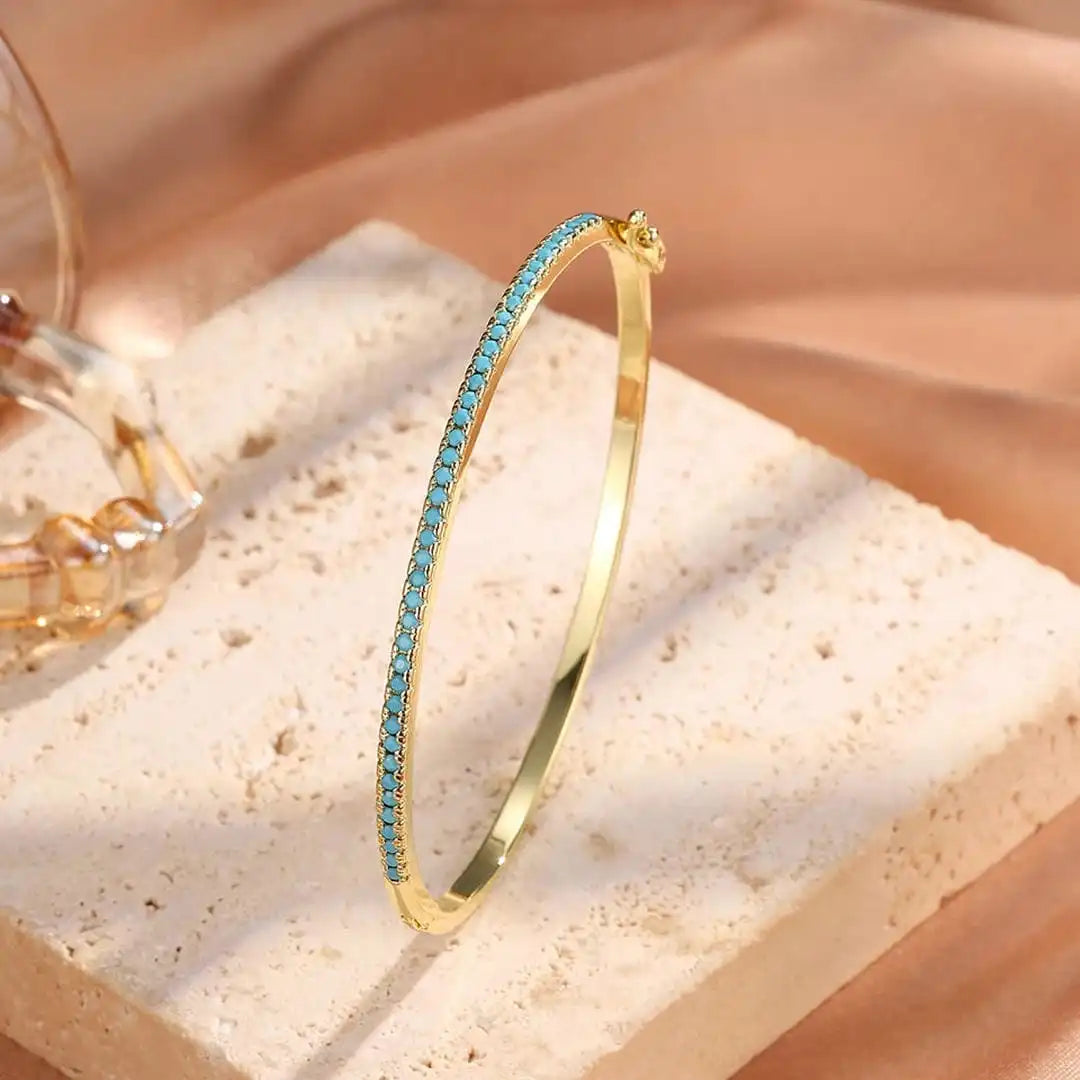 Gold-Tone Turquoise Stone Bracelet
