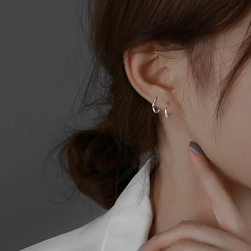 Round sterling silver earrings with inlay - Haller