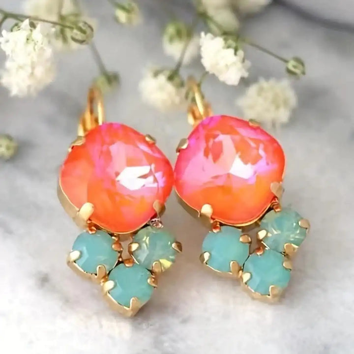 Timeless Gold Earrings with Rainbow Zircon