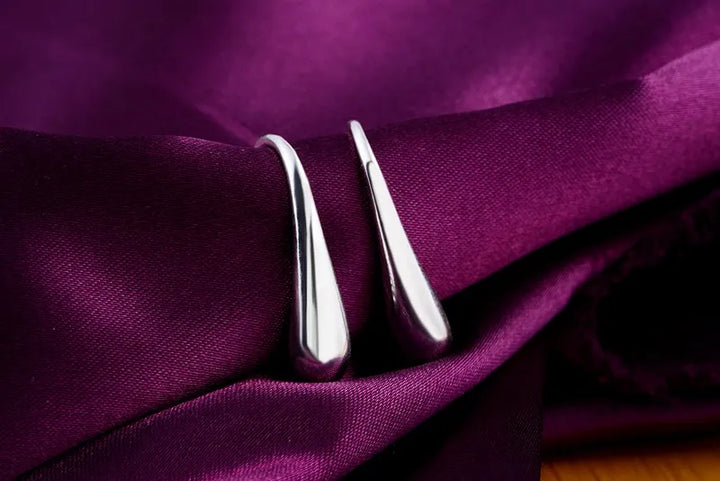 Sterling silver drop hoop earrings