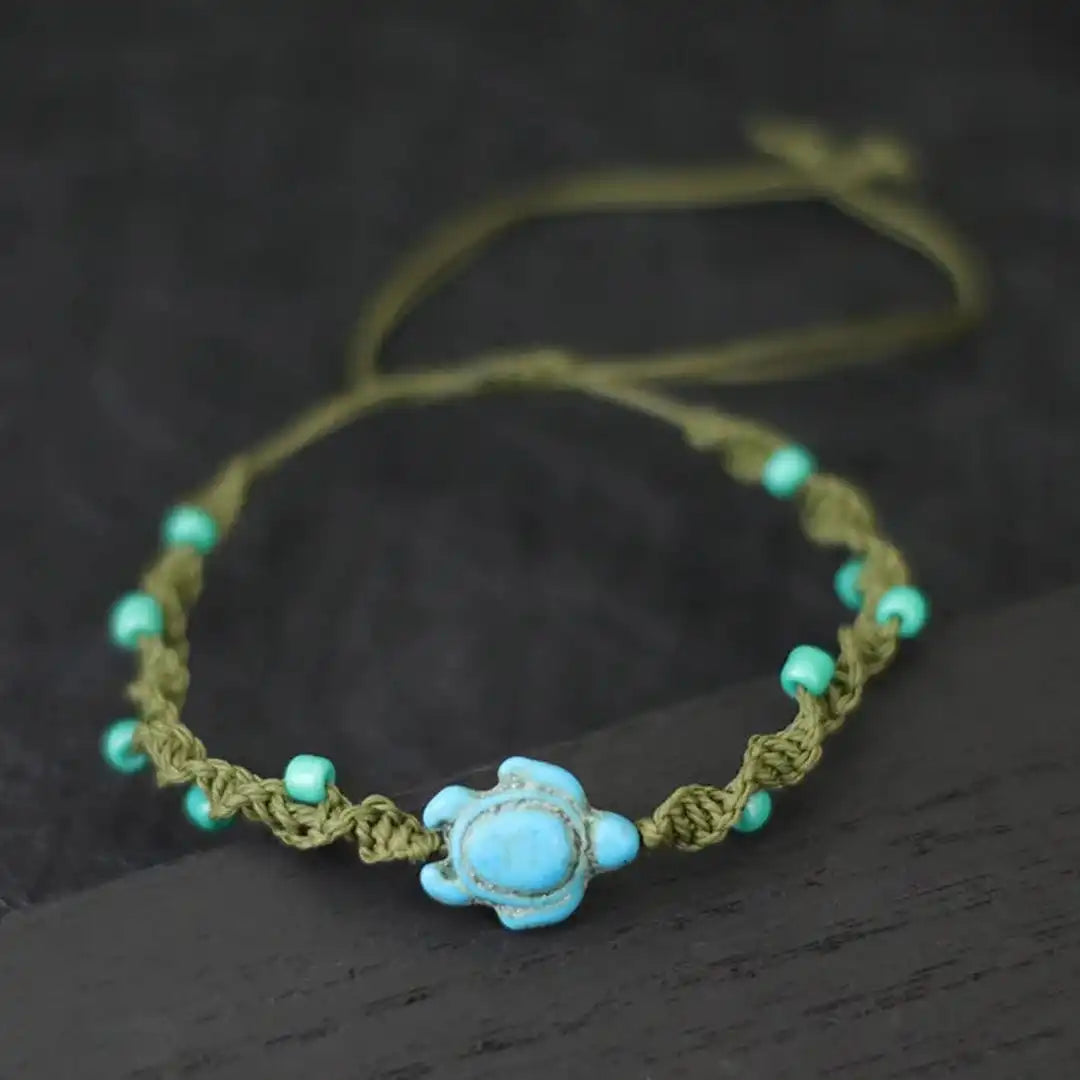 Boho Turtle Beaded Cord Bracelet