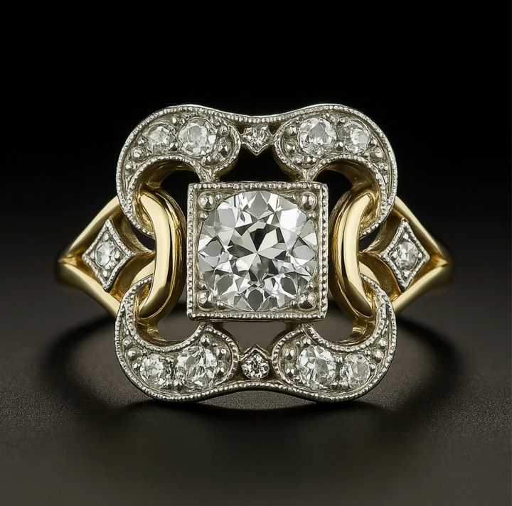 Classic Gold Ring with Vintage Cubic Zirconia