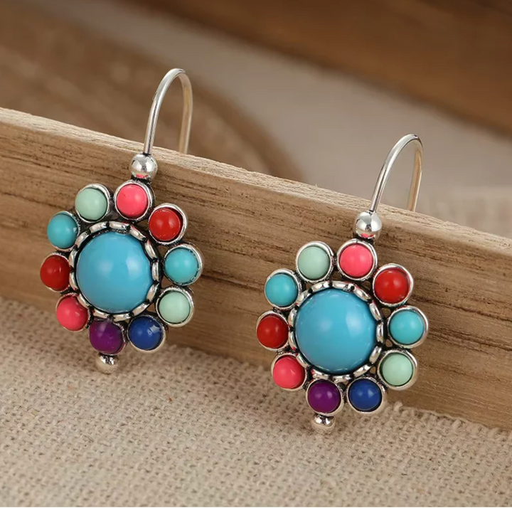Iris Vintage Turquoise Hoop Earrings