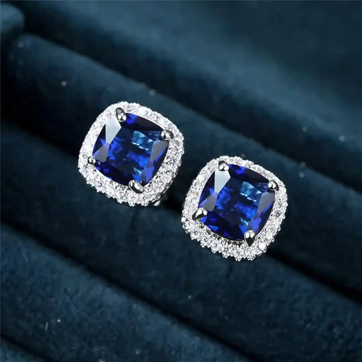 Square sapphire stud earrings