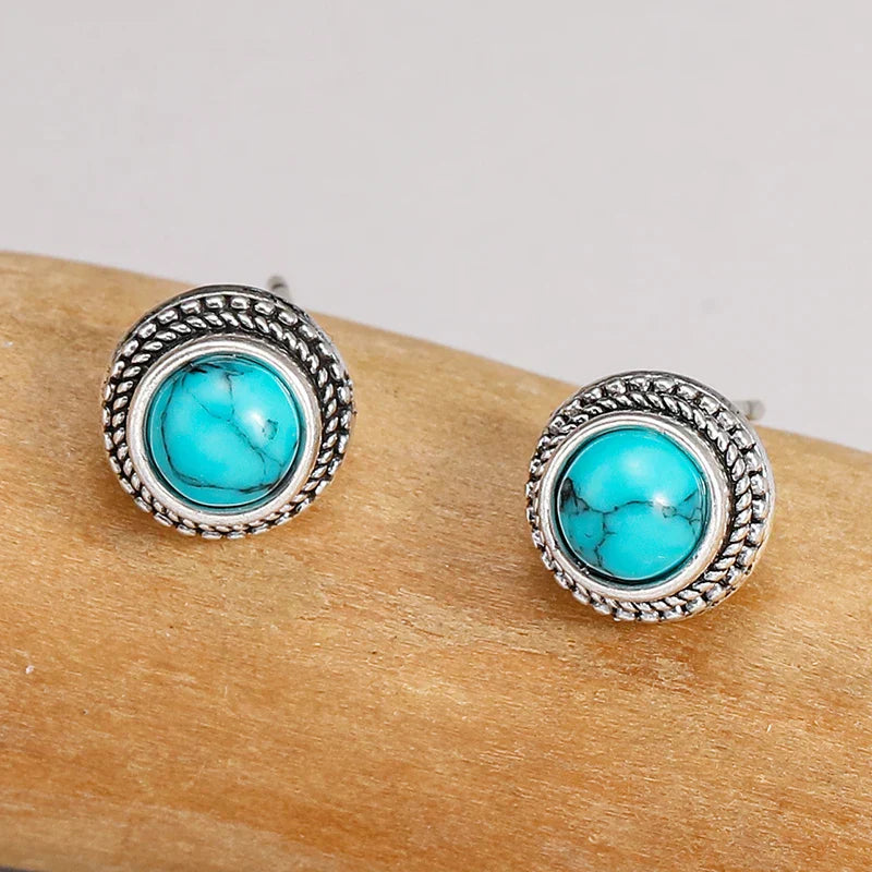 Vintage Boho Turquoise Imitation Stud Earrings